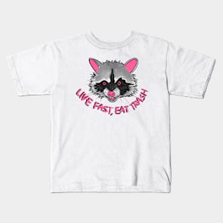 Live fast raccoon (pink) Kids T-Shirt